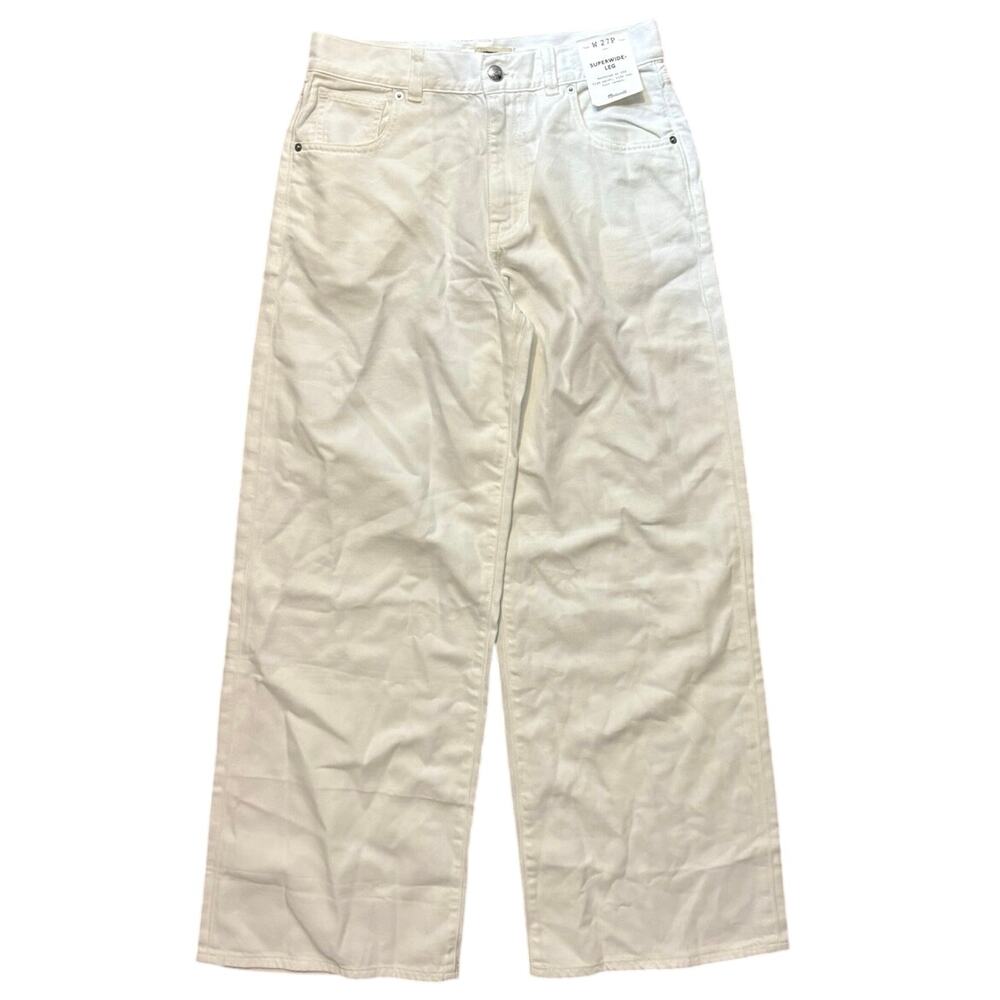 NWT Madewell Petite Superwide-Leg Jeans: Airy Denim Edition In Tile White 27P - Picture 4 of 10